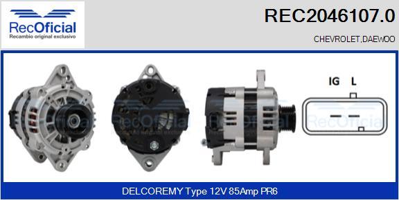 RECOFICIAL REC2046107.0 - Генератор vvparts.bg