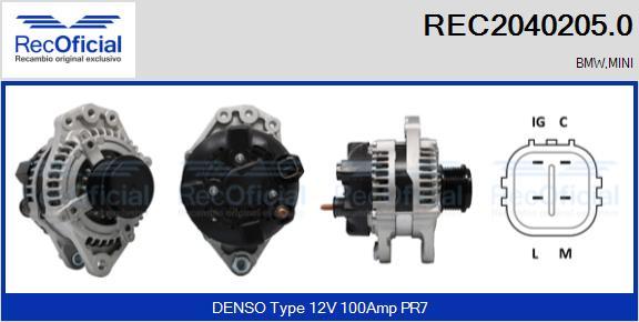 RECOFICIAL REC2040205.0 - Генератор vvparts.bg