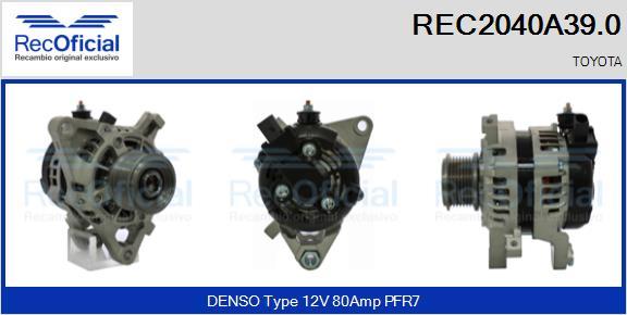 RECOFICIAL REC2040A39.0 - Генератор vvparts.bg