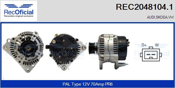 RECOFICIAL REC2048104.1 - Генератор vvparts.bg