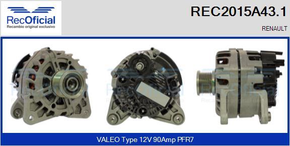 RECOFICIAL REC2015A43.1 - Генератор vvparts.bg