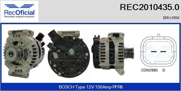 RECOFICIAL REC2010435.0 - Генератор vvparts.bg