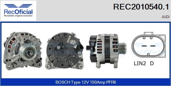 RECOFICIAL REC2010540.1 - Генератор vvparts.bg