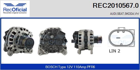 RECOFICIAL REC2010567.0 - Генератор vvparts.bg