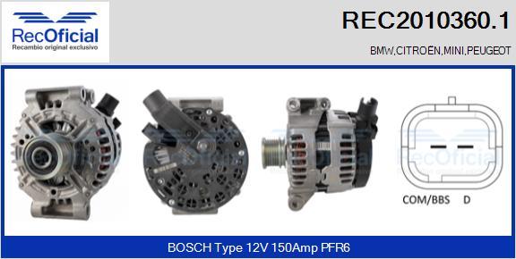 RECOFICIAL REC2010360.1 - Генератор vvparts.bg