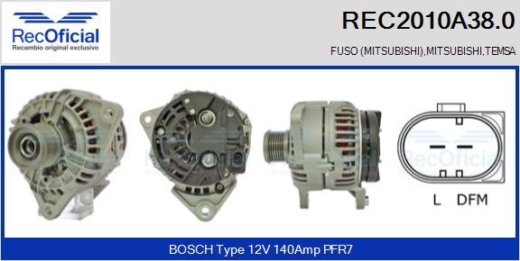 RECOFICIAL REC2010A38.0 - Генератор vvparts.bg