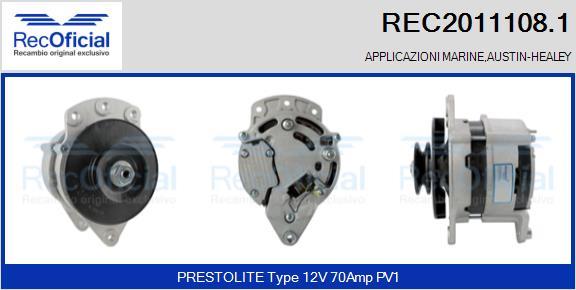 RECOFICIAL REC2011108.1 - Генератор vvparts.bg