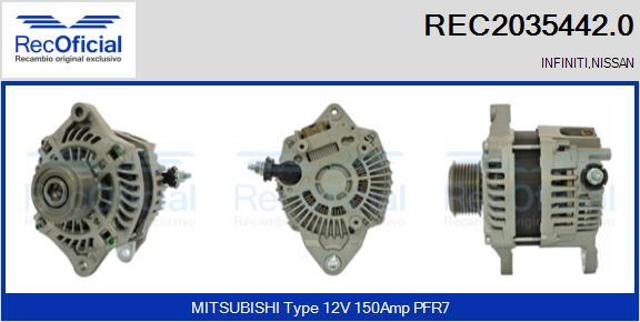 RECOFICIAL REC2035442.0 - Генератор vvparts.bg