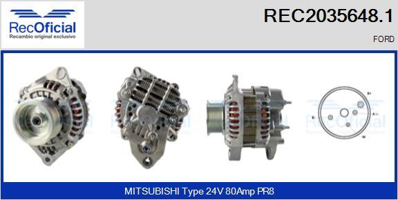 RECOFICIAL REC2035648.1 - Генератор vvparts.bg