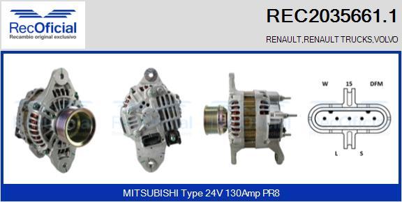 RECOFICIAL REC2035661.1 - Генератор vvparts.bg