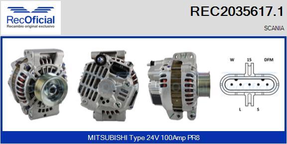 RECOFICIAL REC2035617.1 - Генератор vvparts.bg