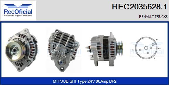 RECOFICIAL REC2035628.1 - Генератор vvparts.bg