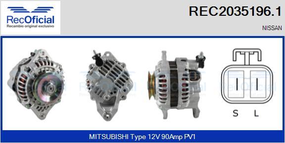 RECOFICIAL REC2035196.1 - Генератор vvparts.bg