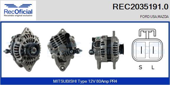 RECOFICIAL REC2035191.0 - Генератор vvparts.bg