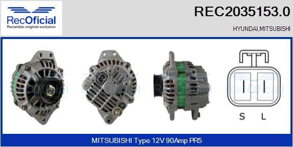 RECOFICIAL REC2035153.0 - Генератор vvparts.bg