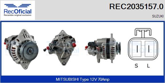 RECOFICIAL REC2035157.0 - Генератор vvparts.bg