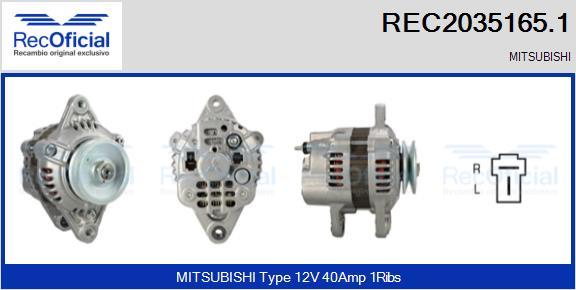 RECOFICIAL REC2035165.1 - Генератор vvparts.bg