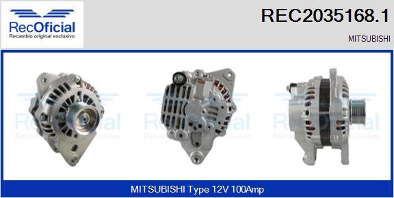 RECOFICIAL REC2035168.1 - Генератор vvparts.bg