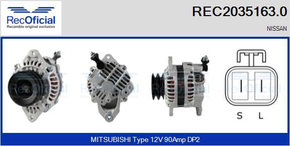 RECOFICIAL REC2035163.0 - Генератор vvparts.bg