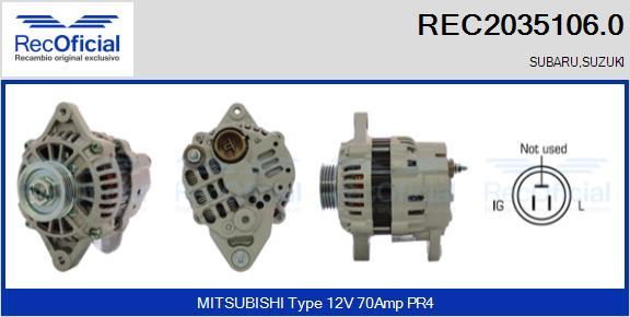 RECOFICIAL REC2035106.0 - Генератор vvparts.bg