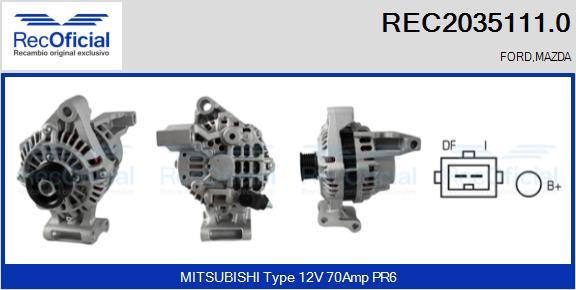 RECOFICIAL REC2035111.0 - Генератор vvparts.bg