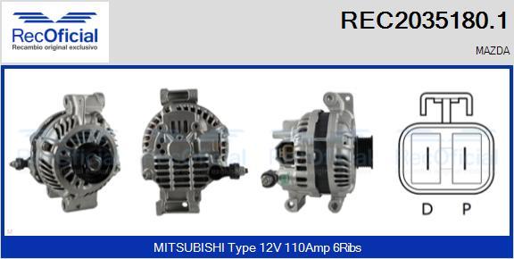 RECOFICIAL REC2035180.1 - Генератор vvparts.bg