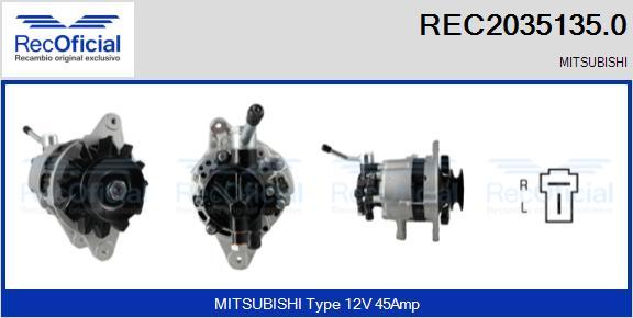 RECOFICIAL REC2035135.0 - Генератор vvparts.bg