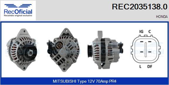 RECOFICIAL REC2035138.0 - Генератор vvparts.bg