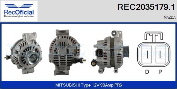 RECOFICIAL REC2035179.1 - Генератор vvparts.bg