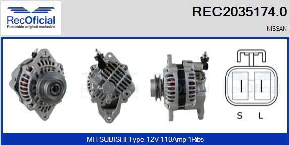 RECOFICIAL REC2035174.0 - Генератор vvparts.bg