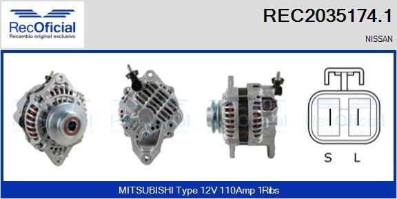 RECOFICIAL REC2035174.1 - Генератор vvparts.bg