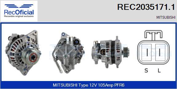 RECOFICIAL REC2035171.1 - Генератор vvparts.bg