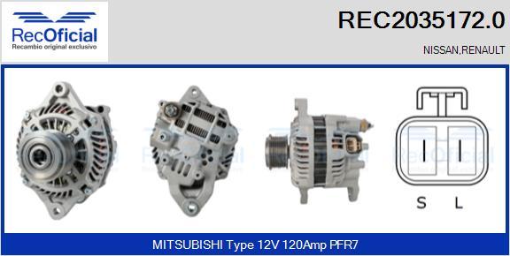 RECOFICIAL REC2035172.0 - Генератор vvparts.bg