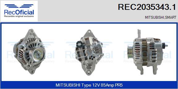 RECOFICIAL REC2035343.1 - Генератор vvparts.bg