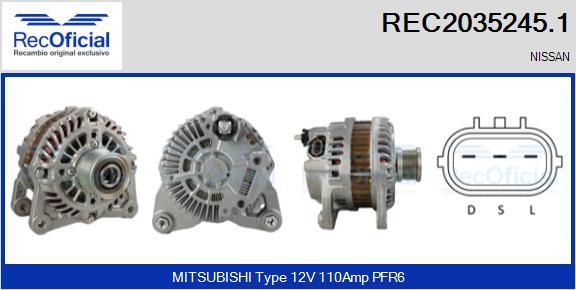 RECOFICIAL REC2035245.1 - Генератор vvparts.bg