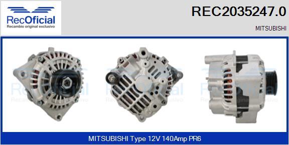 RECOFICIAL REC2035247.0 - Генератор vvparts.bg