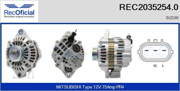 RECOFICIAL REC2035254.0 - Генератор vvparts.bg