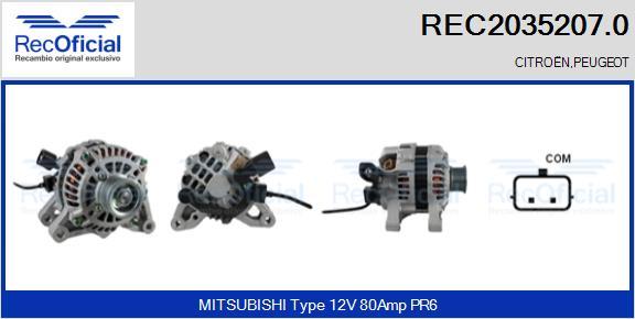 RECOFICIAL REC2035207.0 - Генератор vvparts.bg