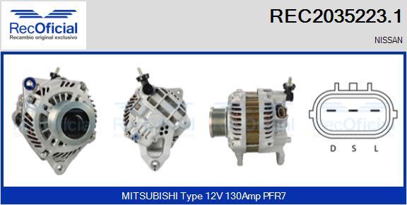 RECOFICIAL REC2035223.1 - Генератор vvparts.bg