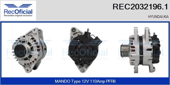 RECOFICIAL REC2032196.1 - Генератор vvparts.bg