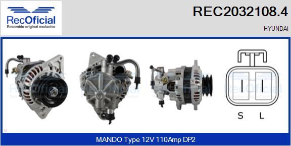 RECOFICIAL REC2032108.4 - Генератор vvparts.bg