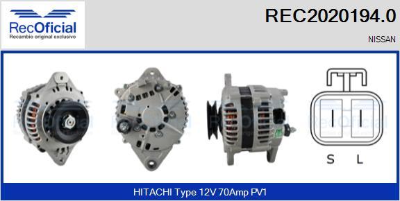 RECOFICIAL REC2020194.0 - Генератор vvparts.bg