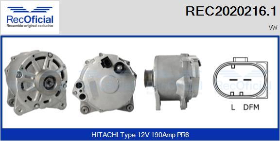 RECOFICIAL REC2020216.1 - Генератор vvparts.bg