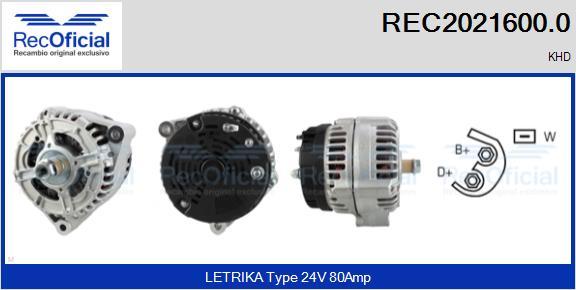 RECOFICIAL REC2021600.0 - Генератор vvparts.bg