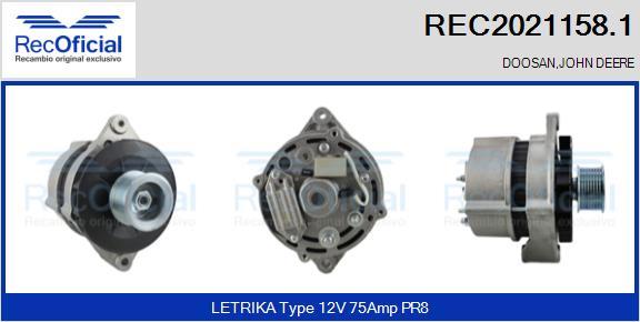 RECOFICIAL REC2021158.1 - Генератор vvparts.bg