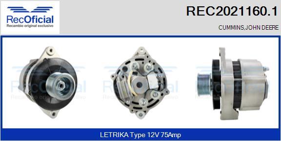 RECOFICIAL REC2021160.1 - Генератор vvparts.bg