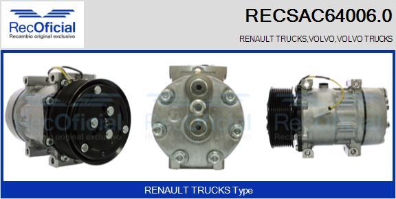 RECOFICIAL RECSAC64006.0 - Компресор, климатизация vvparts.bg