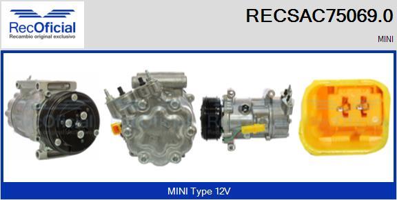 RECOFICIAL RECSAC75069.0 - Компресор, климатизация vvparts.bg