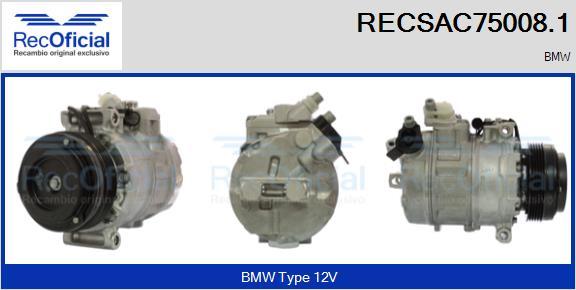 RECOFICIAL RECSAC75008.1 - Компресор, климатизация vvparts.bg