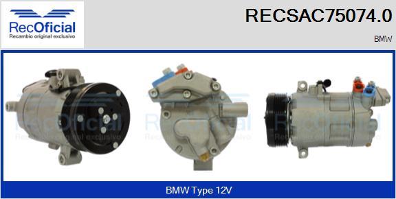 RECOFICIAL RECSAC75074.0 - Компресор, климатизация vvparts.bg